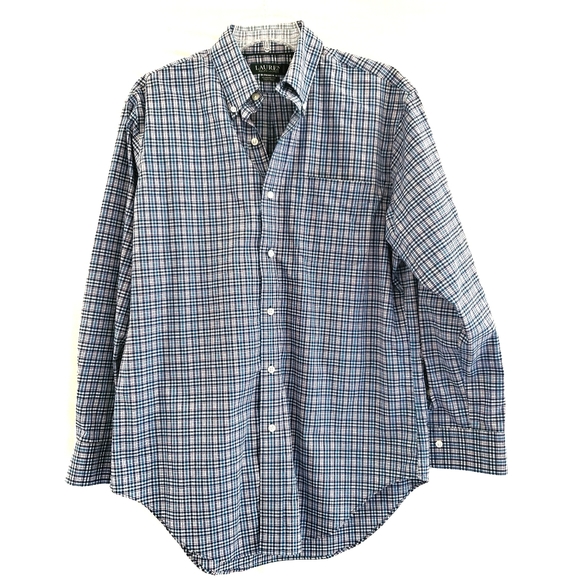 LAUREN Ralph Lauren Classic Fit Non Iron Plaid Button Down Shirt 15 1/2 … - Picture 1 of 9
